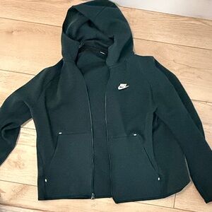 Nike Tech Dark Teal Zip-Up Hoodie with White Swoosh